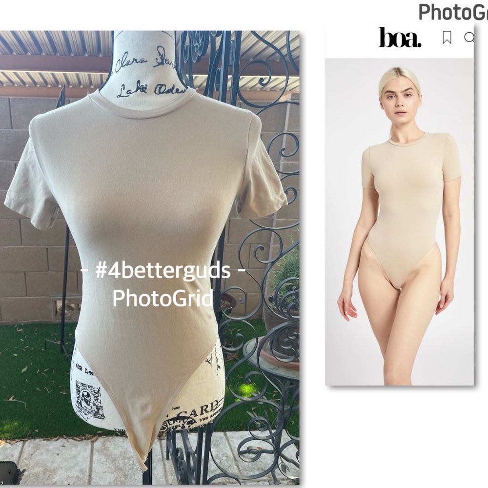 BOA Because of Alice BOA Brushed Cotton Tshirt Short Sleeve Thong Bodysuit MD